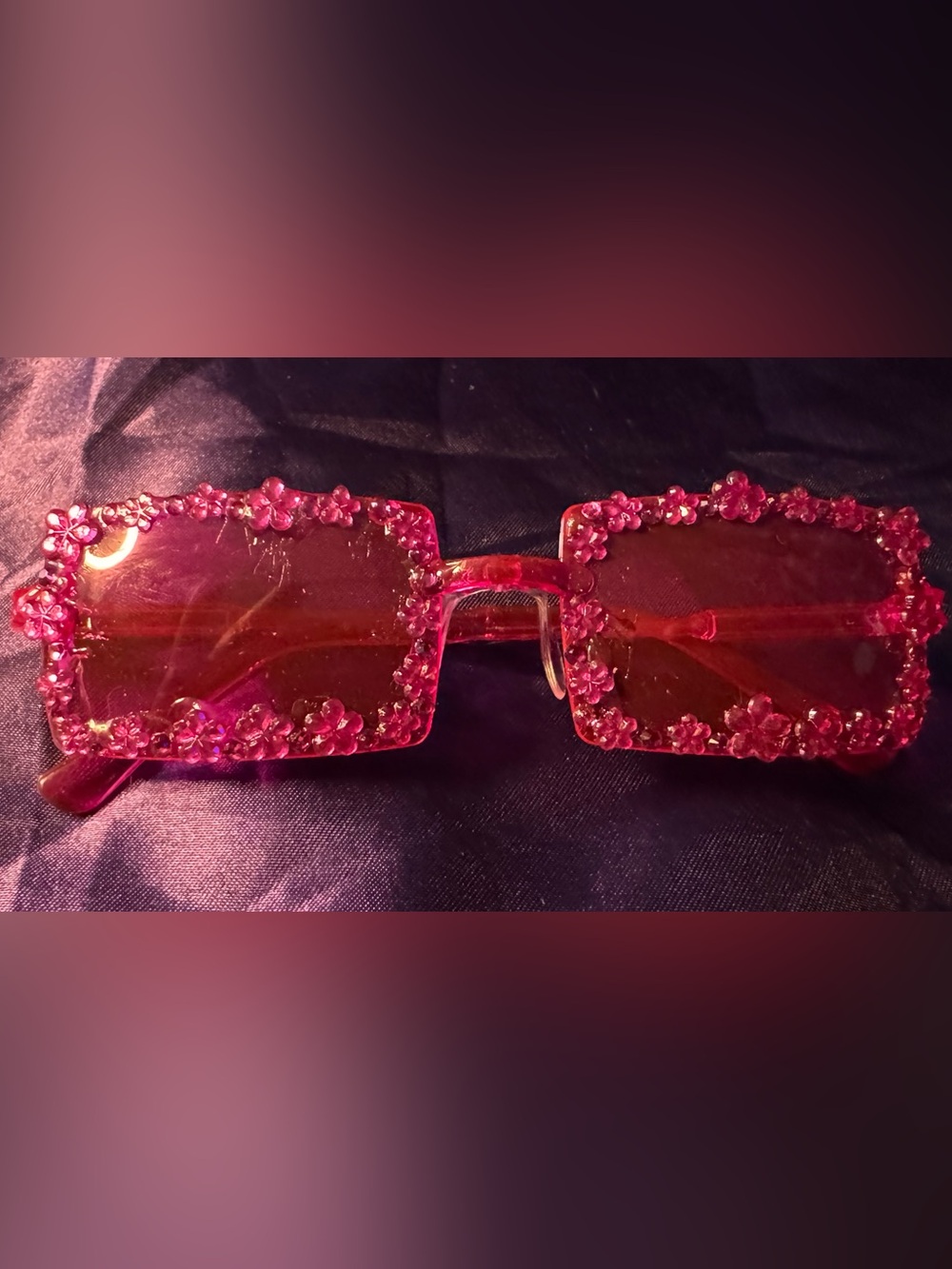 Pink Jeweled Oversized rectangle Sunglasses